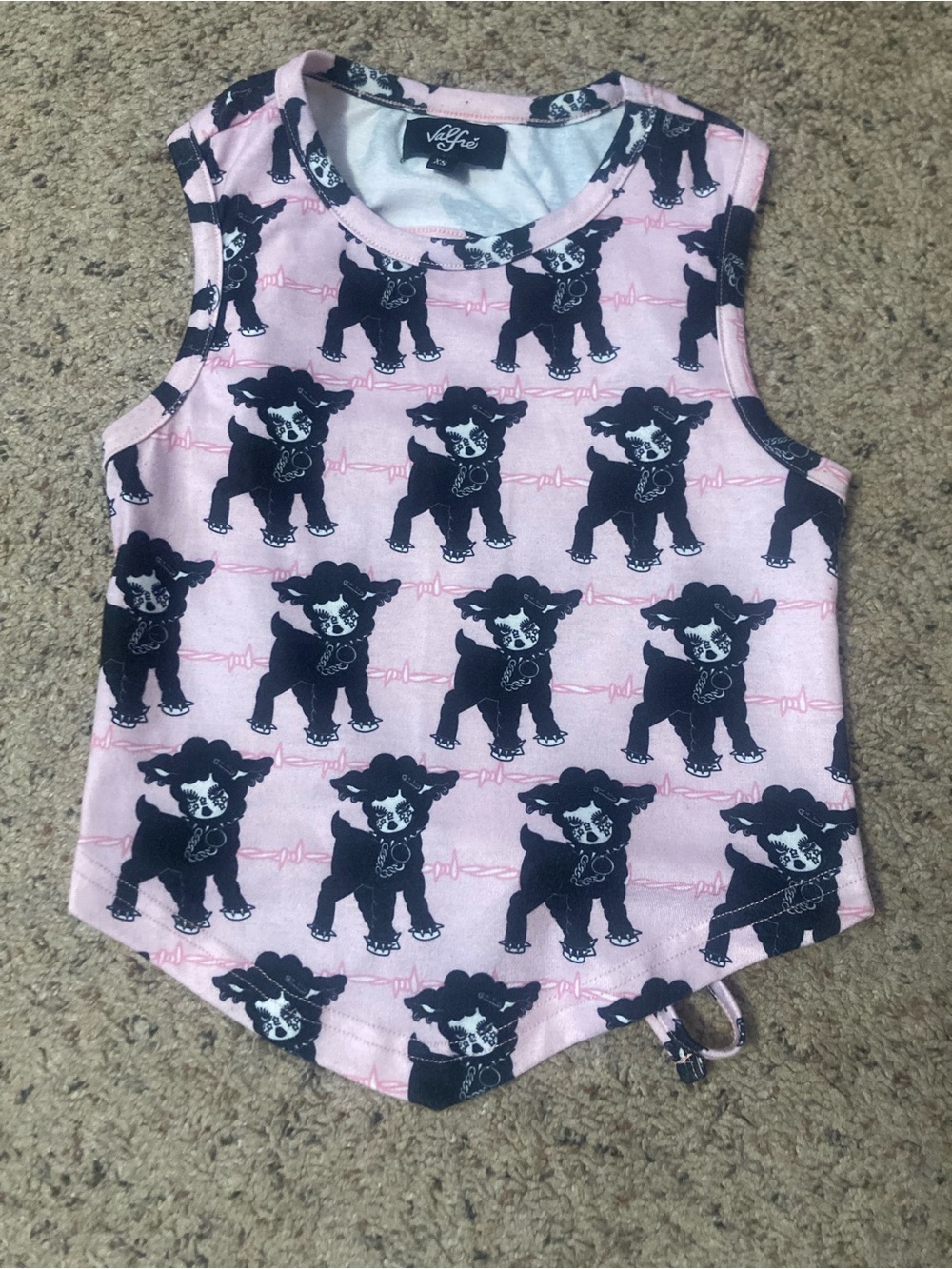 Valfre baby pink lamb chains S&M print backless tank top shirt